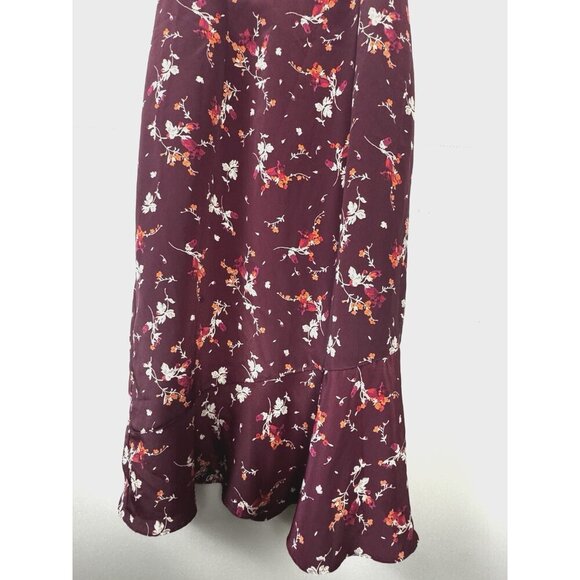 VTG Y2K Express Babydoll Midi Dress Burgundy Floral Moody Romantic Dark Fairy M - Picture 4 of 11